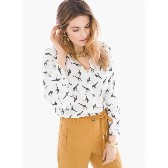 Chicos NWT Whimsical Giraffe Blouse Size XL P - Picture 1 of 11